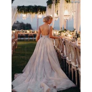 Dream in backless elegance Champagne Wedding Dress